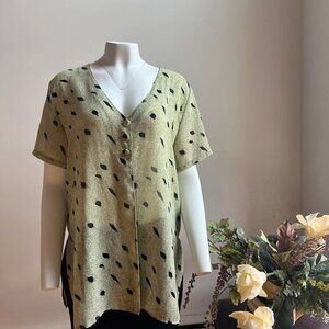 Vintage Sheer Green Patterned Blouse